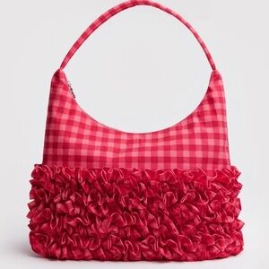 BNWT BAGGU x Molly Goddard Ruffle Shoulder Bag in Ruby Gingham